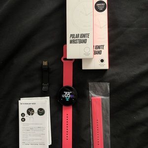 Polar Ignite heart rate monitor with two extra bands, white and black size small